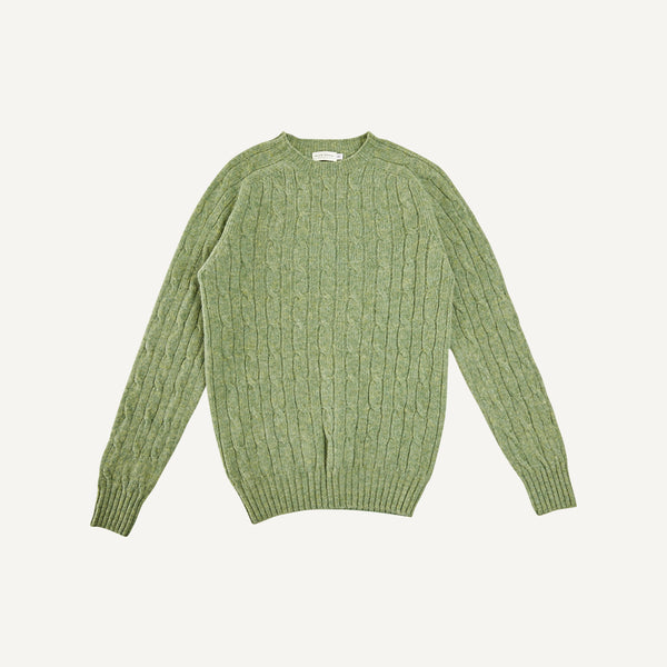 PLAIN GOODS SHETLAND CABLE KNIT SWEATER