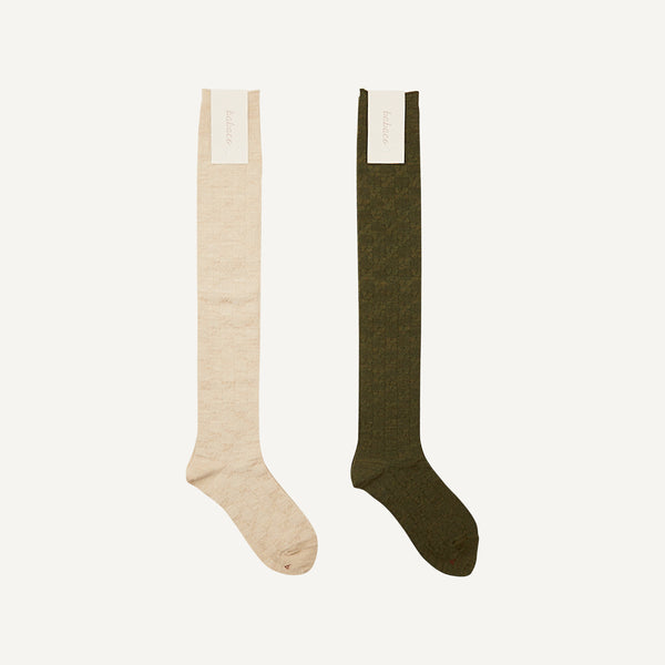 BABACO KNEE-HIGH CABLE CHECK SOCKS