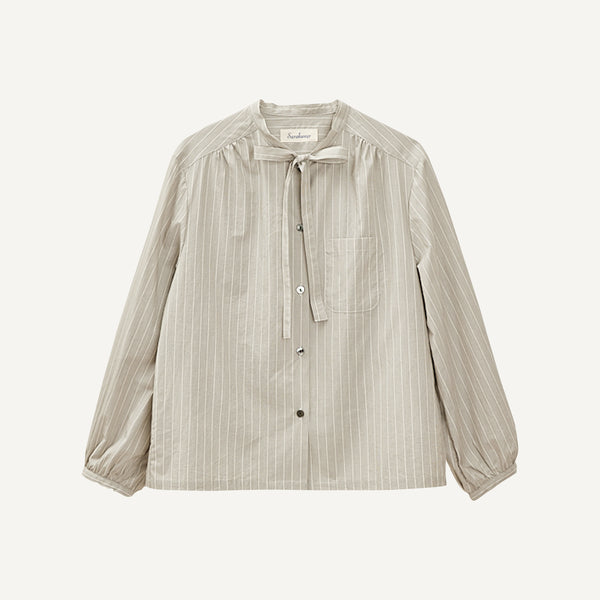 JAPANESE STRIPED TIE NECK BLOUSE