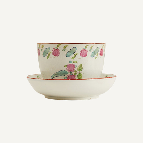 ANTIQUE HAND PAINTED CUP & SAUCER