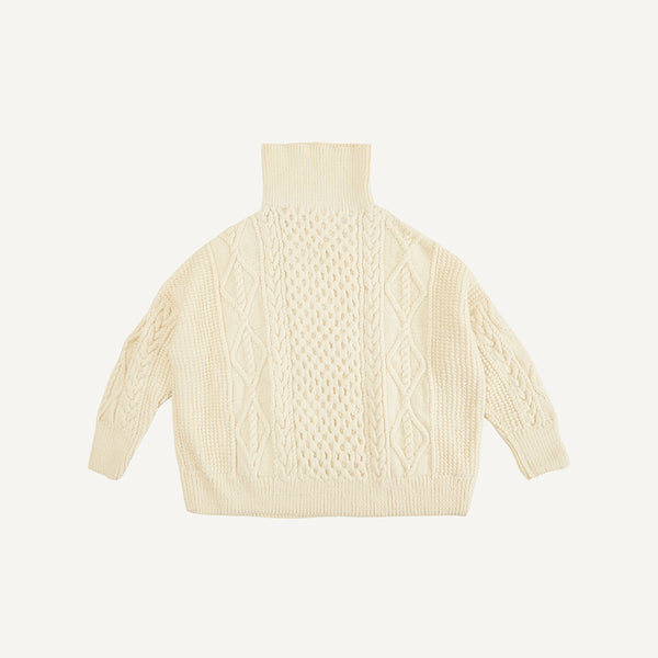 HAND KNIT UNDYED FISHERMAN SWEATER