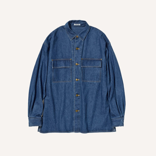 AURALEE SELVEDGE LIGHT DENIM OVER SHIRT