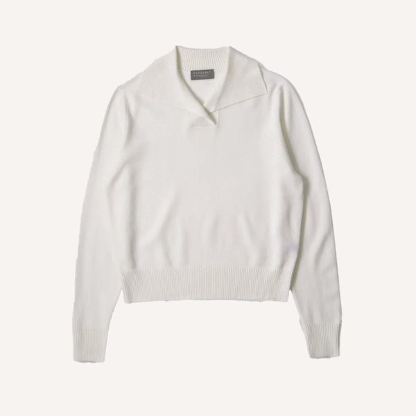 MARGARET HOWELL CROSS NECK POLO SWEATER